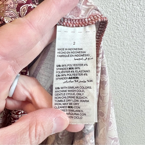 Chicos Patchwork Tunic Top Womens 2 US L 3/4 Sleeves Hi Lo Hem Cutout Neckline - Picture 6 of 9